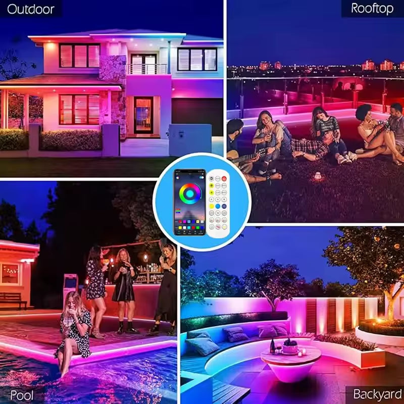 24V Led Strip Lights IP68 Waterproof Outdoor Led Light RF Remote Bluetooth App Control Rope Light Garden Pool Decor 10M 30M 50M