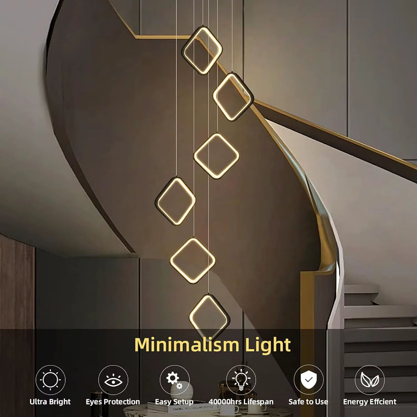 Chandelier for Stair High Ceiling,300Cm Adjustable Height Chandelier with Remote,Creative DIY Shap Ceiling Light Dimmable,Large