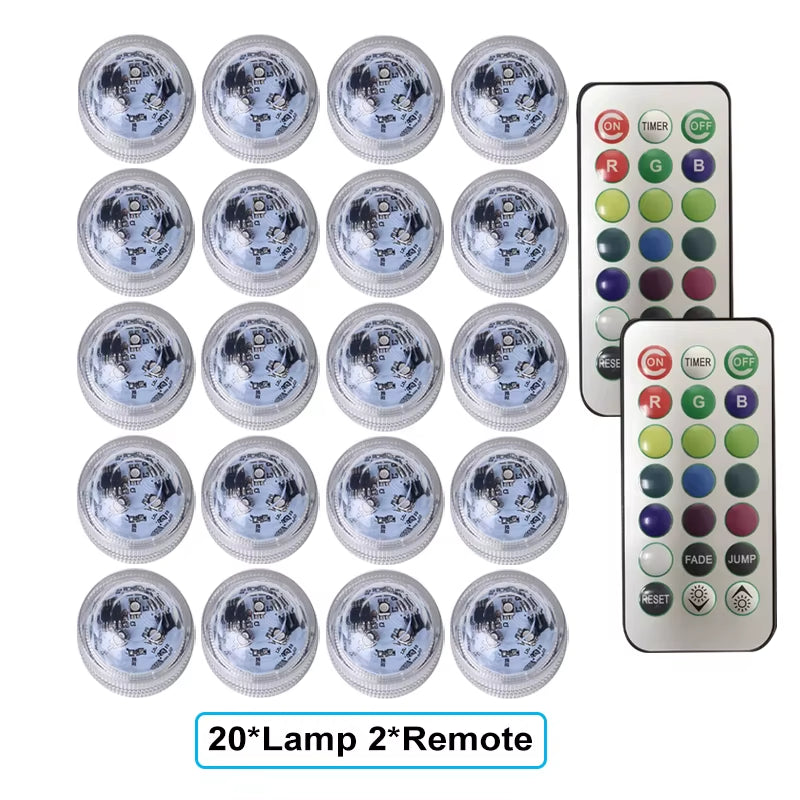 IP65 Waterproof Submersible LED Underwater Light Battery Operated RGB Night Light for Fish Tank Swimming Pool Wedding Party Lamp