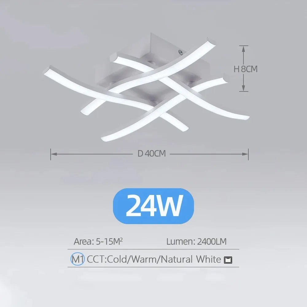 Modern Living Room Light Restaurant 3-color Variable Light Bedroom Balcony LED Ceiling Light 24W Curved Design