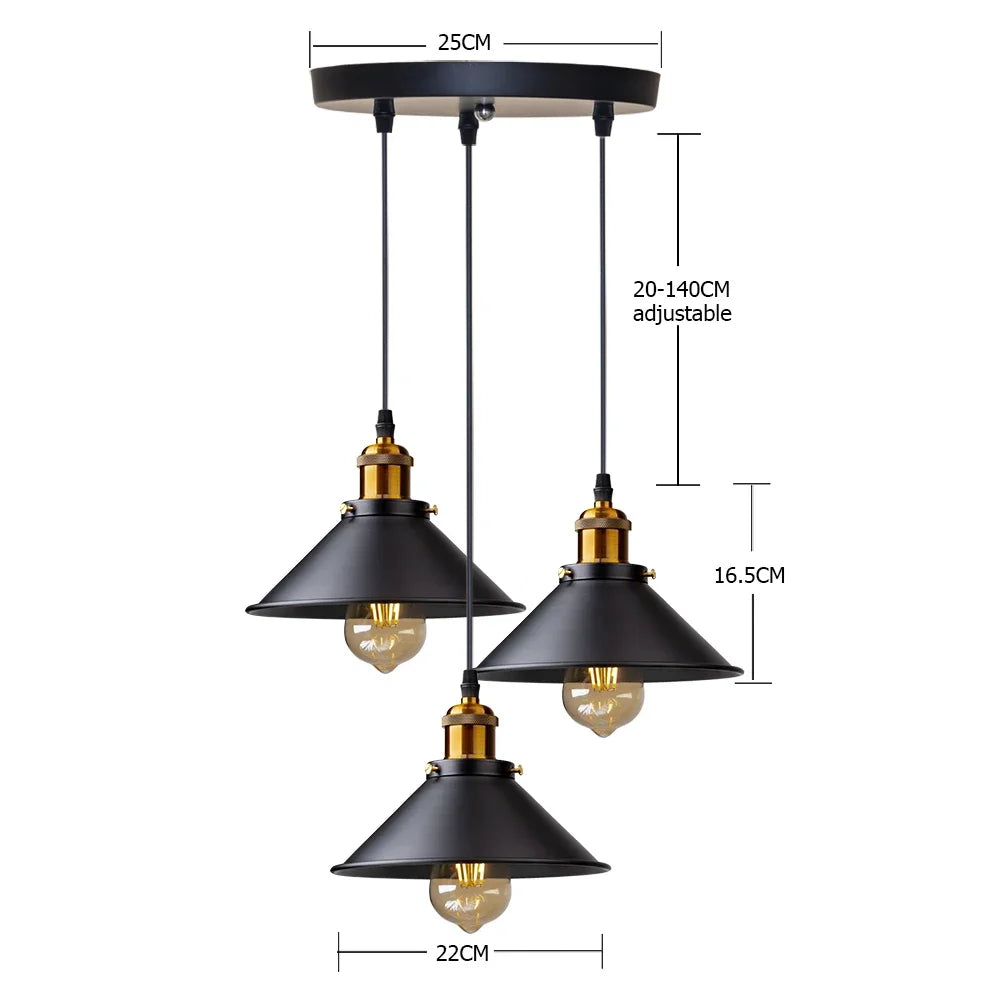 Vintage LED Iron Lampshade Retro Chandeliers Russia Pendant Lights for Loft Kitchen Dining Bedroom Home Lighting Hanging Lamp - GlowMart