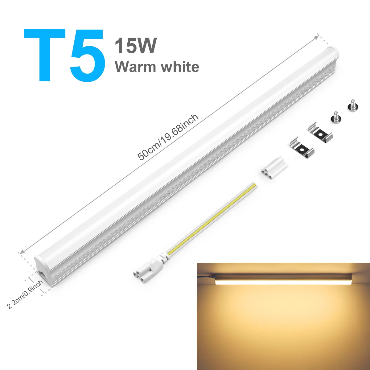 50CM T5 T8 Aluminum LED Light Tube 15W 25W LED Lamp Tube 110V 220V For Desk Work Shop Garage Warehouse Kitchen Cabinet Lighting - GlowMart