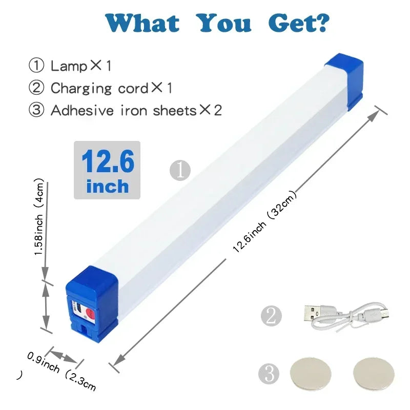 LED Rechargeable Lamp Tube USB 5V Emergency Light Camping Magnetic Portable Lightinging Night Market Outdoor Vehicle Hard Strip - GlowMart