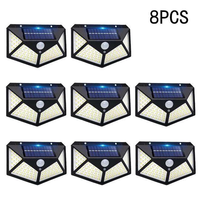 Solar Lights Outdoor 100LED 3 Modes 270° Lighting Angle Motion Sensor Security Lights for Backyard Garden Fence Patio Front Door