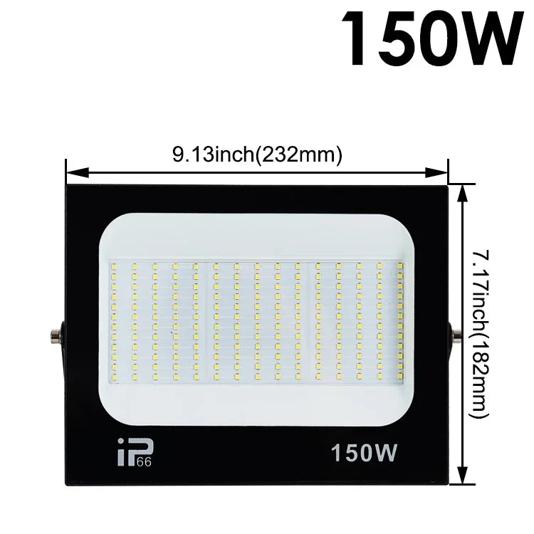 LED Flood Light Spotlight 100W 150W 200W Outdoor Lighting 6500K Waterproof Garage Gym Street Gate Wall Lamps Floodlights AC220V - GlowMart
