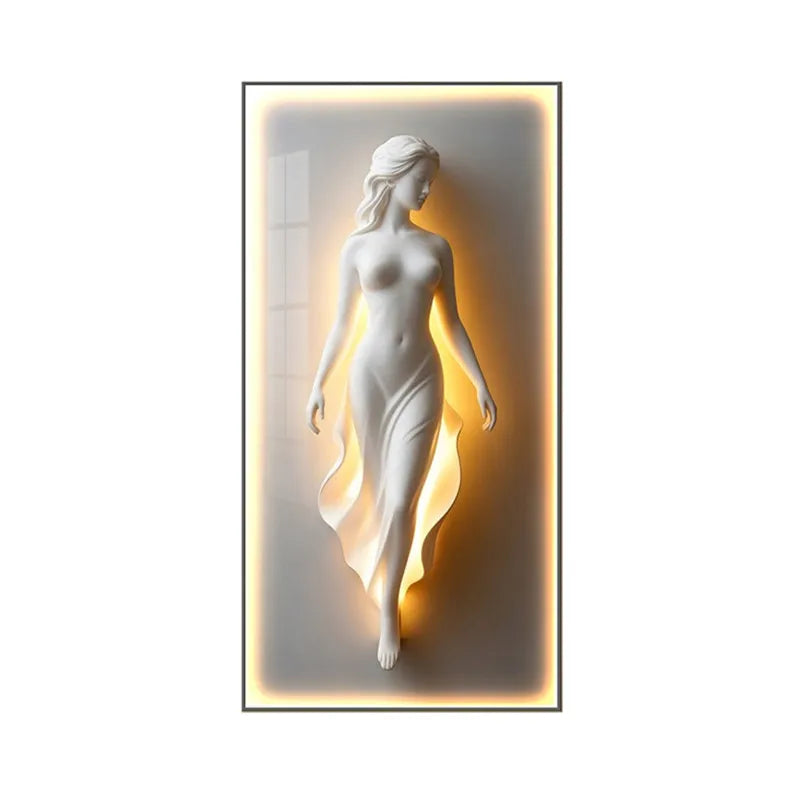 Modern Light Luxury Entrance Decoration Painting Simple Abstract Corridor Hanging Painting High-end Relief Wall Lamp Painting - GlowMart