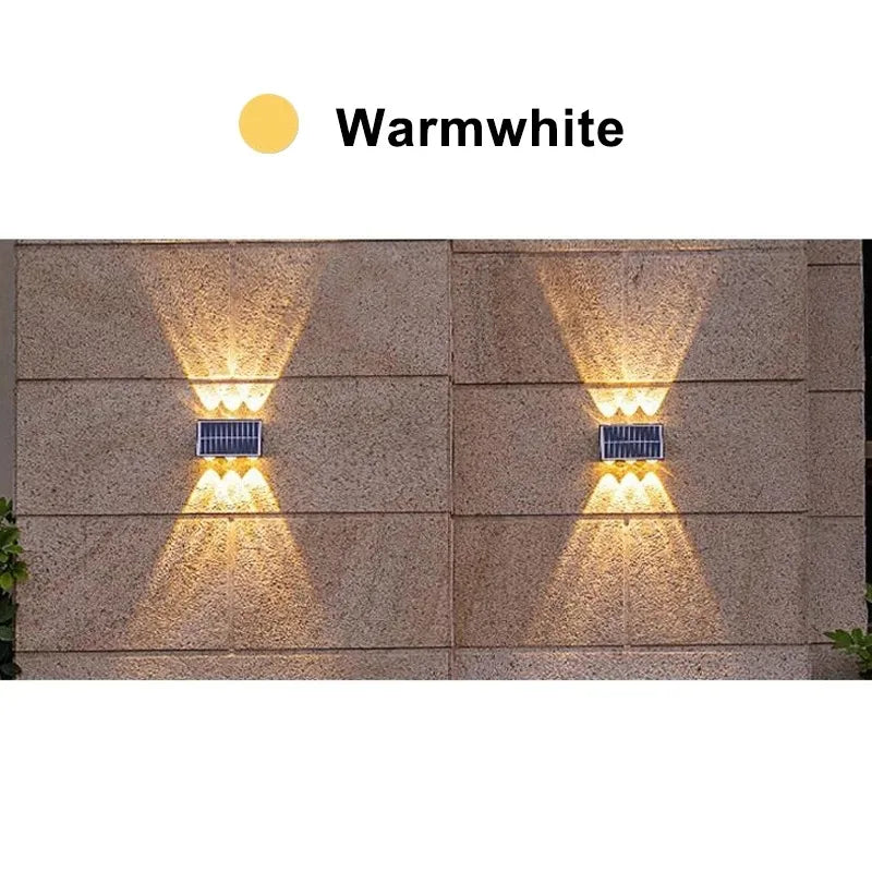4/6/8LED Solar Wall Spotlight Outdoor Upper And Lower Lighting Solar Powered Waterproof Streetlight for Balcony Courtyard Garden - GlowMart