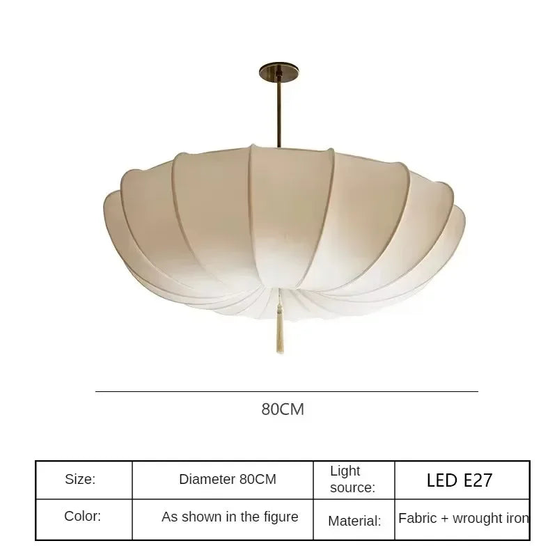 Artistic Fabric Pendant Light French Cream Style Bedroom Pendant Lamp Living Room Dining Room Decorative Lighting Fixtures - GlowMart