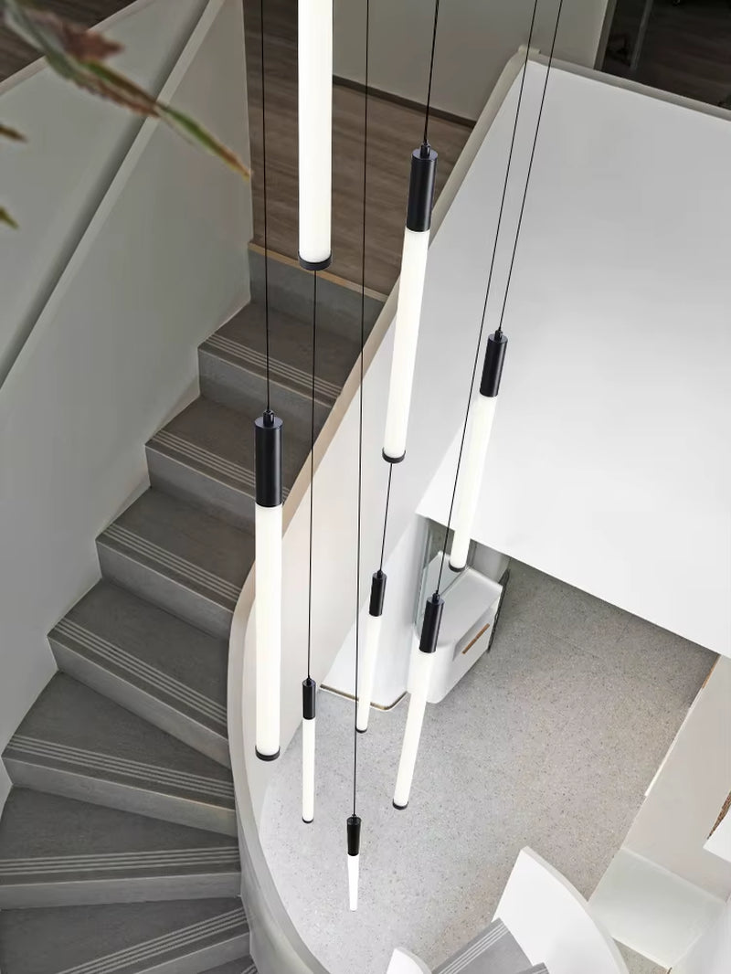Stair Chandelier Nordic Minimalist Hanging Chandelier for Rotating Staircase Villa Staircase High Ceiling Led Chandelier