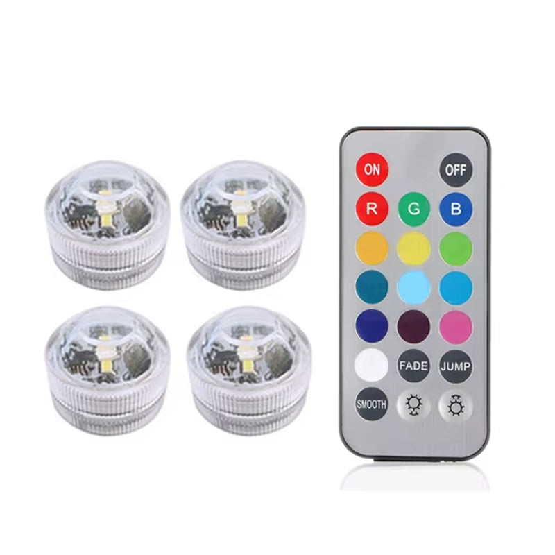 IP65 Waterproof Submersible LED Underwater Light Battery Operated RGB Night Light for Fish Tank Swimming Pool Wedding Party Lamp