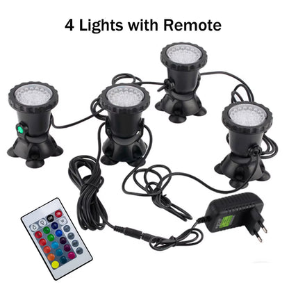 12V RGB LED Underwater Light 36LED IP68 Waterproof Aquarium Spotlight Swiming Pool Fountains Pond Tank Light for Landscape Decor