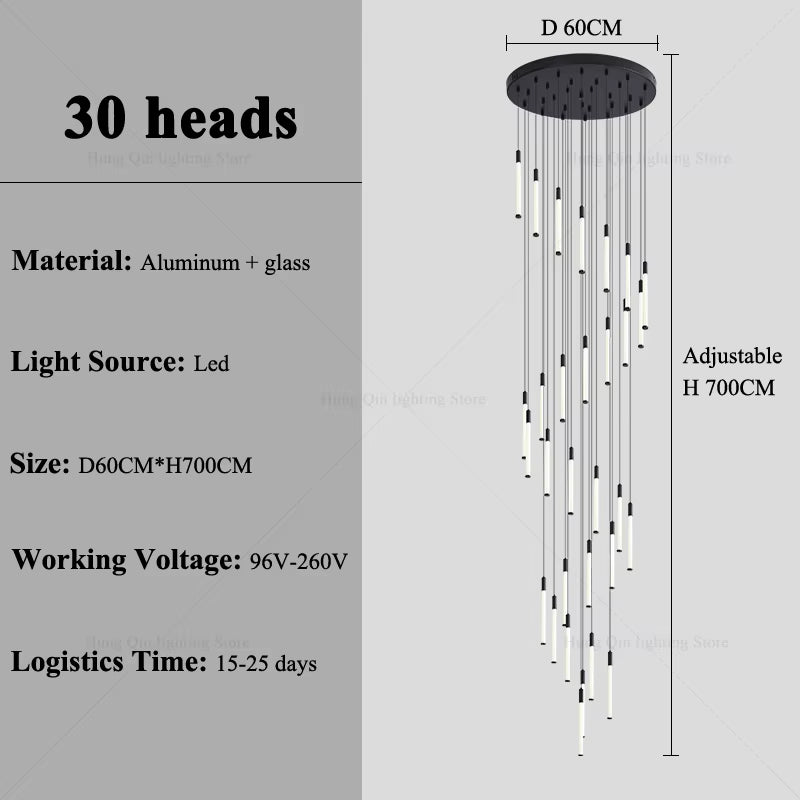 Stair Chandelier Nordic Minimalist Hanging Chandelier for Rotating Staircase Villa Staircase High Ceiling Led Chandelier