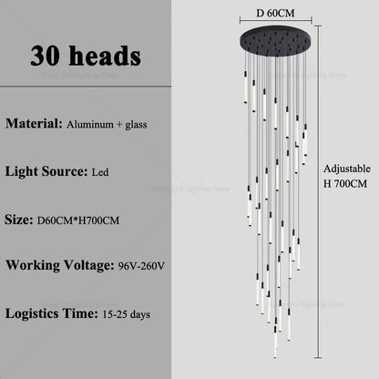 Stair Chandelier Nordic Minimalist Hanging Chandelier for Rotating Staircase Villa Staircase High Ceiling Led Chandelier