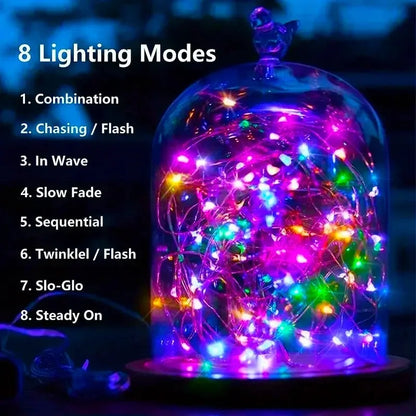 Fairy Lights Solar Garden Lights String Lights with 8 Modes Waterproof Wire Lights for Patio Yard Trees Christmas Party