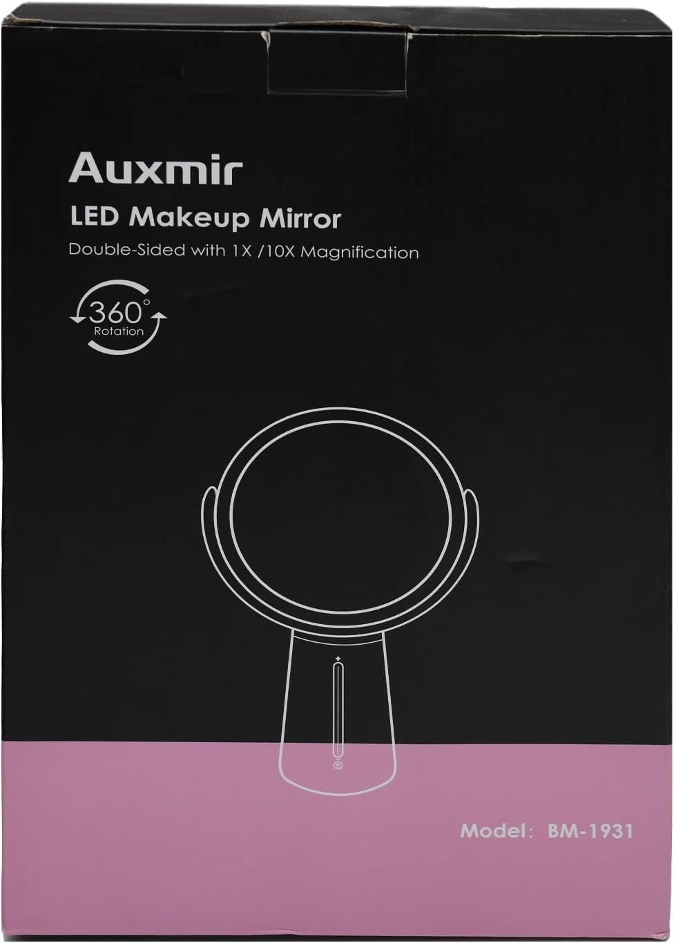 Makeup Mirror with Lights, 8.3'' Double-Sided 10X/1X Magnifying Mirror, 2500Mah USB Rechargeable Mirrors with 52 LED Lights and 10 Brightness, 360° Rotating Vanity Mirror for Bedroom, Bathroom