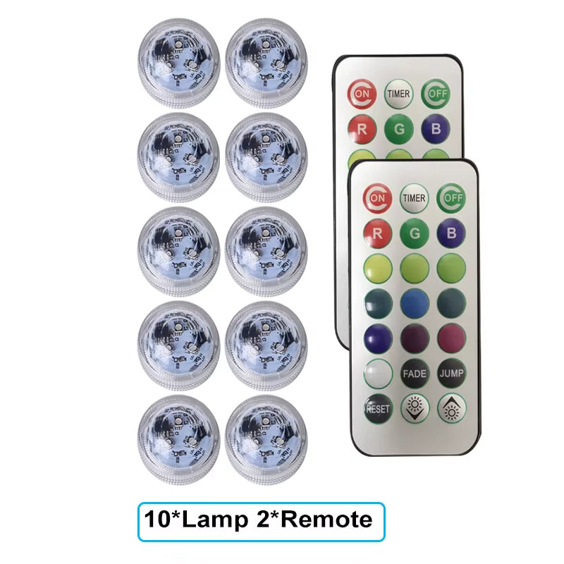 IP65 Waterproof Submersible LED Underwater Light Battery Operated RGB Night Light for Fish Tank Swimming Pool Wedding Party Lamp