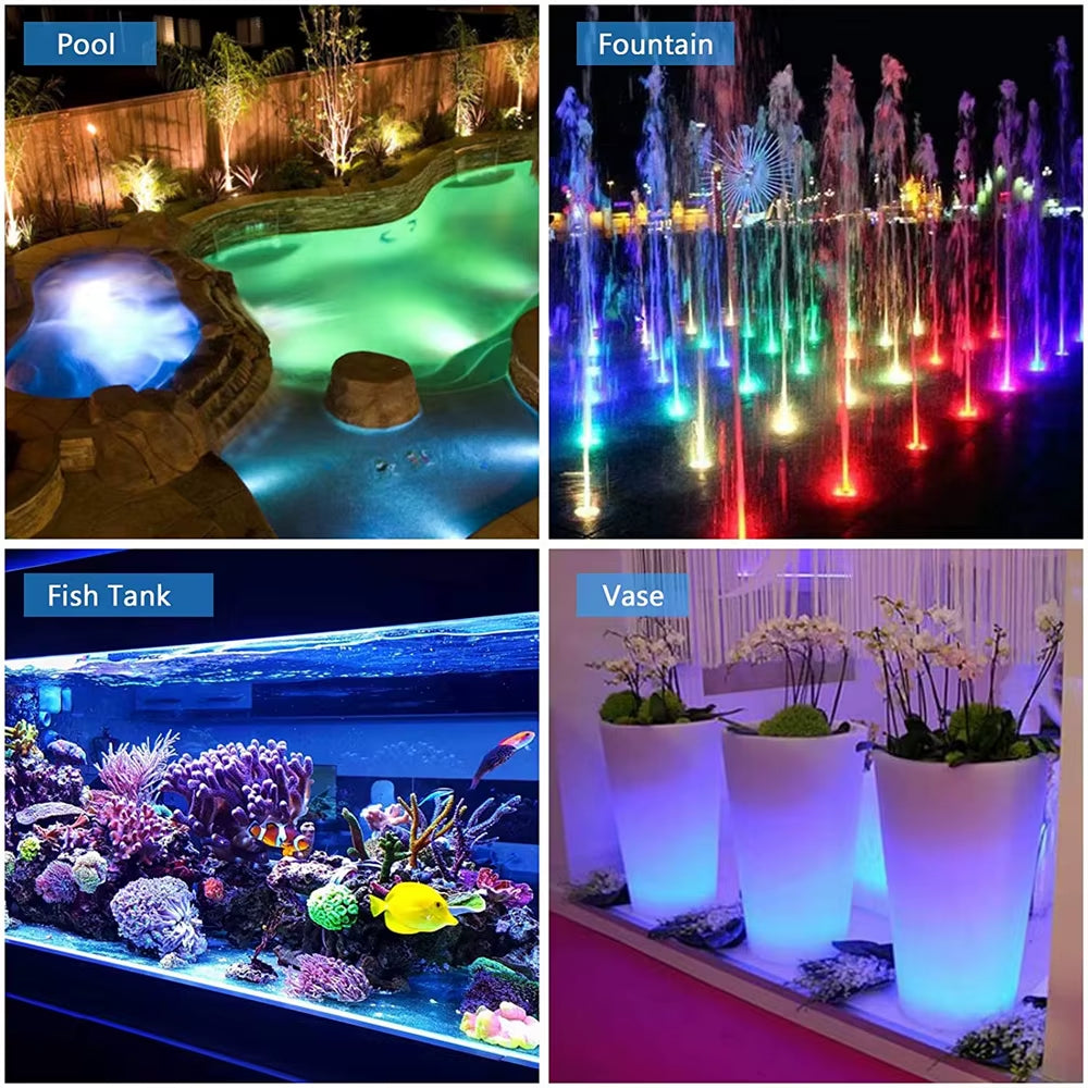 13 Leds Magnetic Submersible LED Light Waterproof Underwater Light USB Rechargeable Swimming Pool Night Lamp with Suction Cups