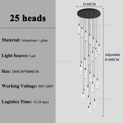 Stair Chandelier Nordic Minimalist Hanging Chandelier for Rotating Staircase Villa Staircase High Ceiling Led Chandelier