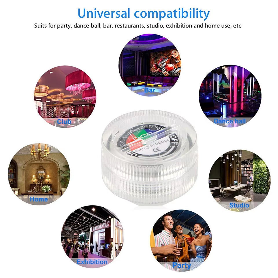 IP65 Waterproof Submersible LED Underwater Light Battery Operated RGB Night Light for Fish Tank Swimming Pool Wedding Party Lamp