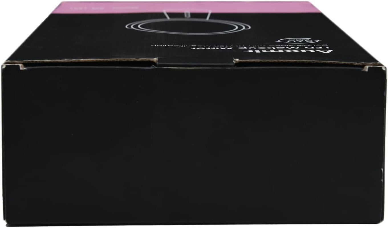 Makeup Mirror with Lights, 8.3'' Double-Sided 10X/1X Magnifying Mirror, 2500Mah USB Rechargeable Mirrors with 52 LED Lights and 10 Brightness, 360° Rotating Vanity Mirror for Bedroom, Bathroom