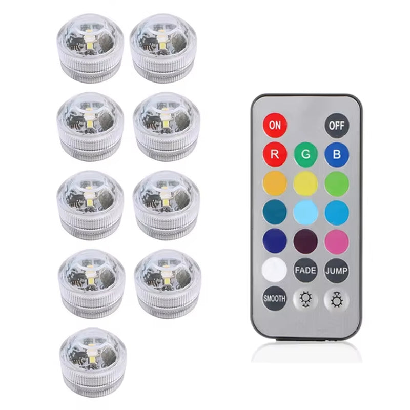 IP65 Waterproof Submersible LED Underwater Light Battery Operated RGB Night Light for Fish Tank Swimming Pool Wedding Party Lamp