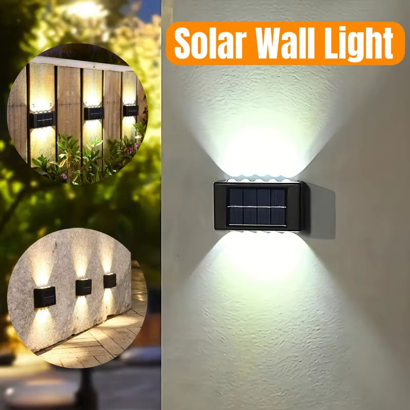 1Pc 2/4/6/8/10/12Leds Solar LED Wall Lights, Outdoor Wall Lamp for Garden, Patio, Ambient Light