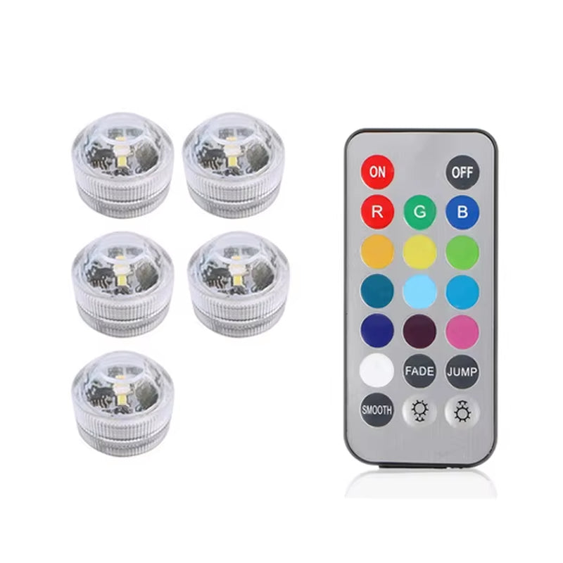 IP65 Waterproof Submersible LED Underwater Light Battery Operated RGB Night Light for Fish Tank Swimming Pool Wedding Party Lamp