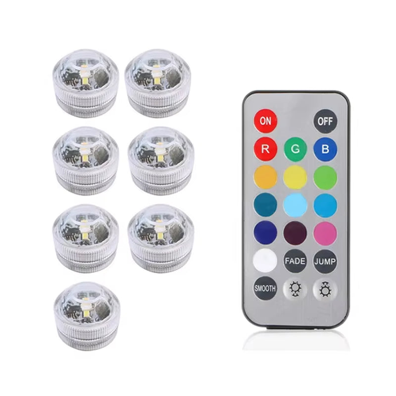 IP65 Waterproof Submersible LED Underwater Light Battery Operated RGB Night Light for Fish Tank Swimming Pool Wedding Party Lamp