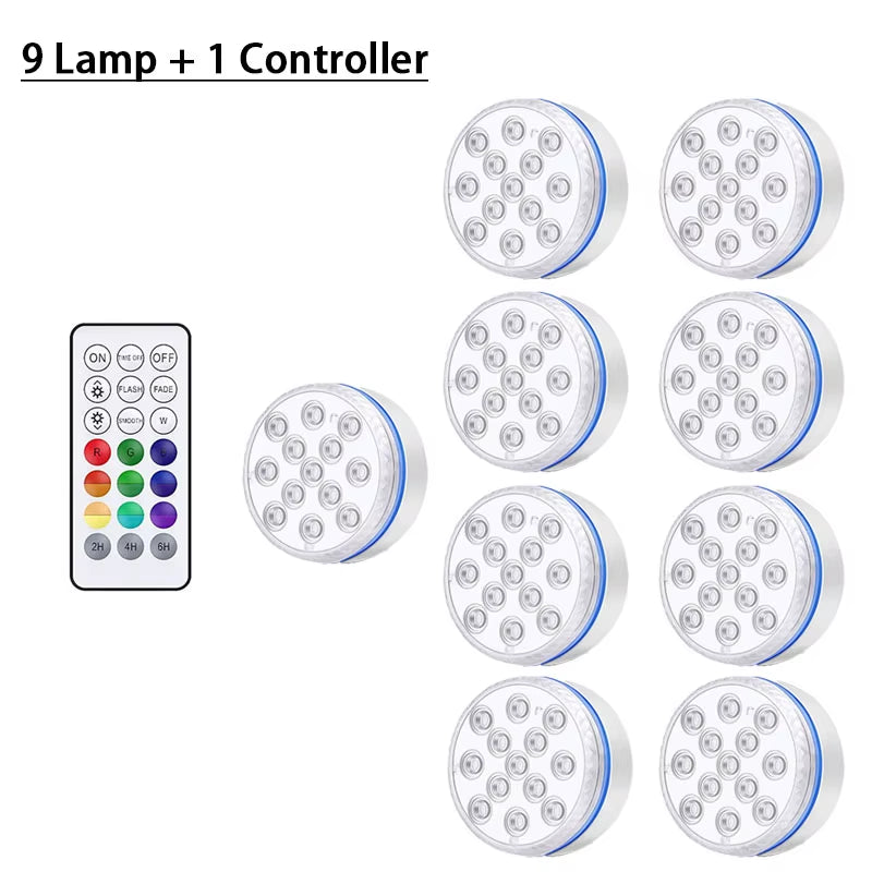 Pool Light Underwater Swimming Pool Lighting 13Leds Updated Submersible Light IP68 Outdoor Spotlight for Aquarium Fish Tank Pond