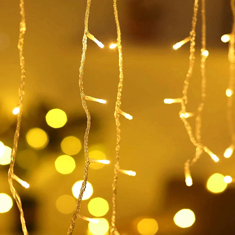 3.5-40M LED Icicle String Lights Christmas Curtain Fairy Lights Garland Remote Outdoor for New Year Wedding Street Holiday Decor