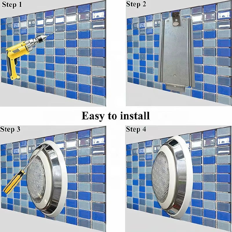 LED Piscina Luz Submersible Lamps Stainless Steel LED Swimming Pool Light IP68 Waterproof 12V Outdoor RGB Underwater Light Pond