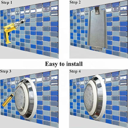 LED Piscina Luz Submersible Lamps Stainless Steel LED Swimming Pool Light IP68 Waterproof 12V Outdoor RGB Underwater Light Pond