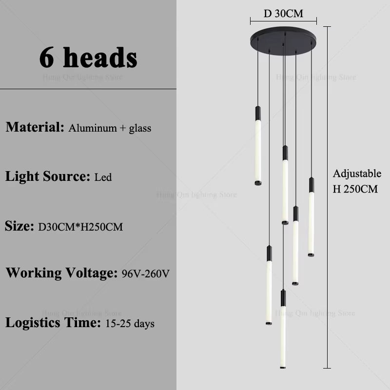 Stair Chandelier Nordic Minimalist Hanging Chandelier for Rotating Staircase Villa Staircase High Ceiling Led Chandelier