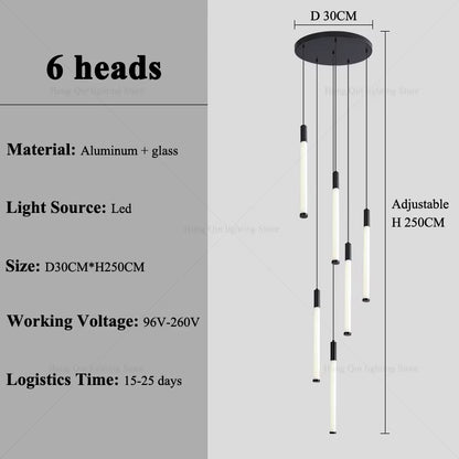 Stair Chandelier Nordic Minimalist Hanging Chandelier for Rotating Staircase Villa Staircase High Ceiling Led Chandelier