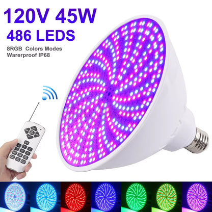 Replace RGB Underwater Lamp Light Source E27 Bulbpar38 IP68 Led Swimming Pool Light Multi Color Led Lamp with Remote Controller