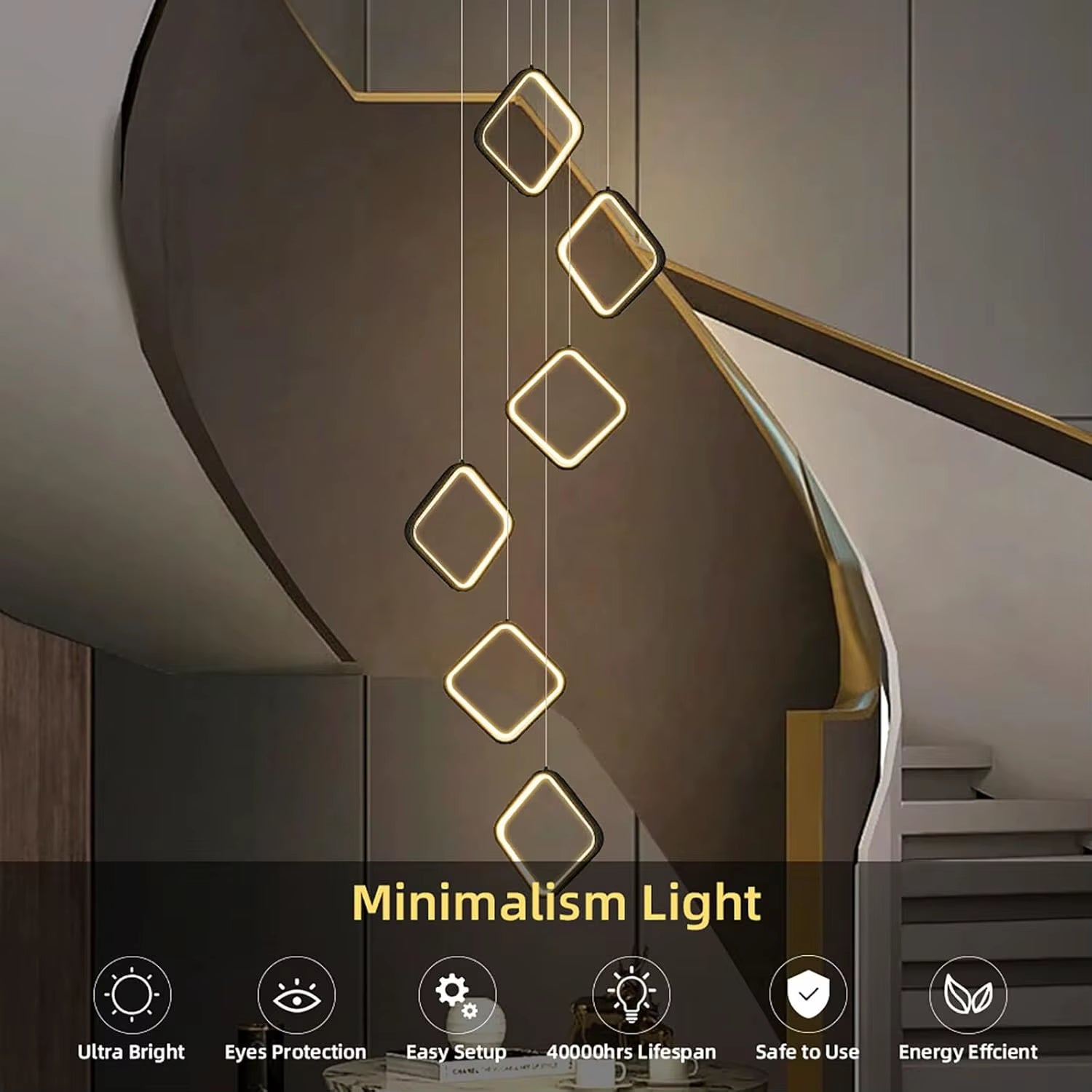 Chandelier for Stair High Ceiling,300Cm Adjustable Height Chandelier with Remote,Creative DIY Shap Ceiling Light Dimmable,Large