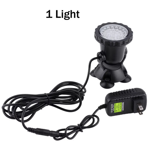 12V RGB LED Underwater Light 36LED IP68 Waterproof Aquarium Spotlight Swiming Pool Fountains Pond Tank Light for Landscape Decor
