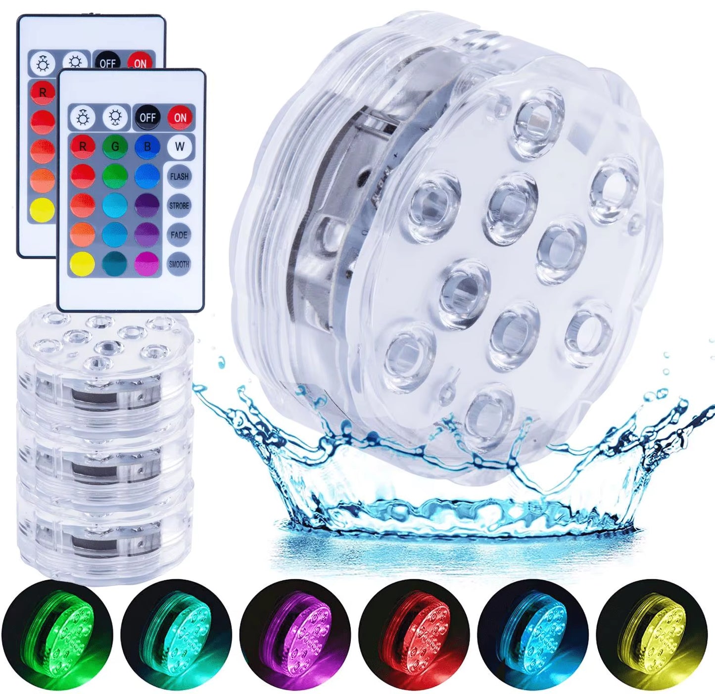 13 Colors LED Remote Control Pool Lights - 4 Pack for Relaxing Lazy Days