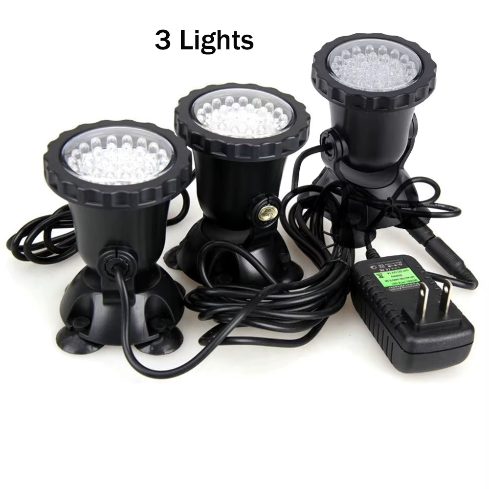 12V RGB LED Underwater Light 36LED IP68 Waterproof Aquarium Spotlight Swiming Pool Fountains Pond Tank Light for Landscape Decor