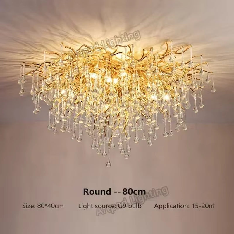 Rectangle Luxury Gold Crystal Chandelier for Dining Living Room Lobby Kitchen Table Modern Lurxy Gold Crystal Celling Chandelier