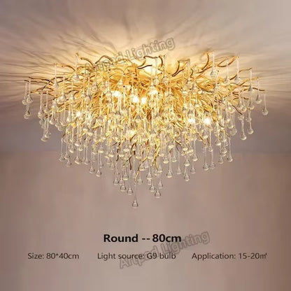 Rectangle Luxury Gold Crystal Chandelier for Dining Living Room Lobby Kitchen Table Modern Lurxy Gold Crystal Celling Chandelier