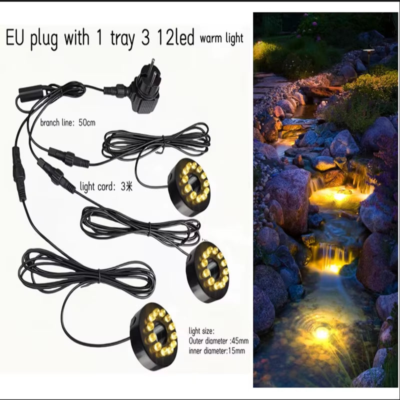Aquarium Light LED Circle Lights with Hole for Underwater Fountain Pump Fish Tank Lighting Swimming Pool Decoration