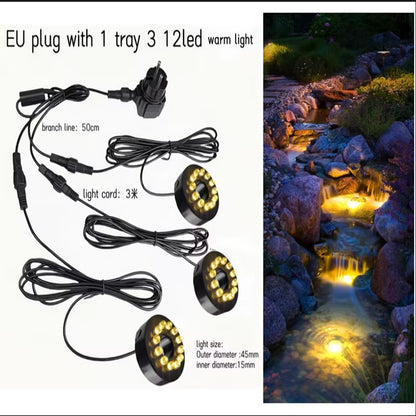 Aquarium Light LED Circle Lights with Hole for Underwater Fountain Pump Fish Tank Lighting Swimming Pool Decoration