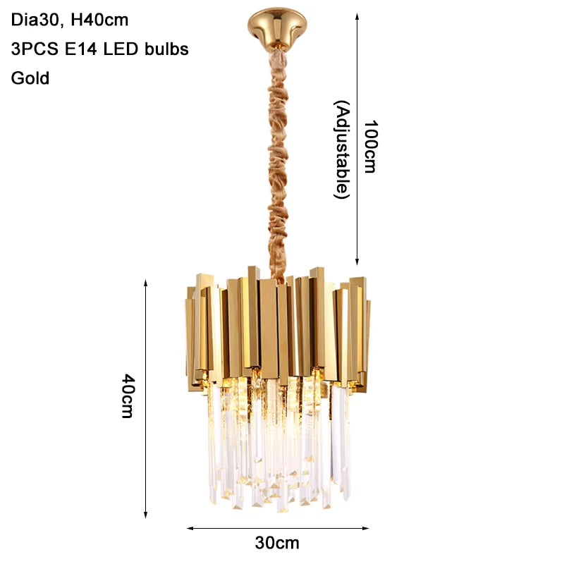 Modern Crystal Chandelier for Dining Room Luxury Kitchen Island Light Fixture Home Decor Gold/Chrome Led Cristal Lustre