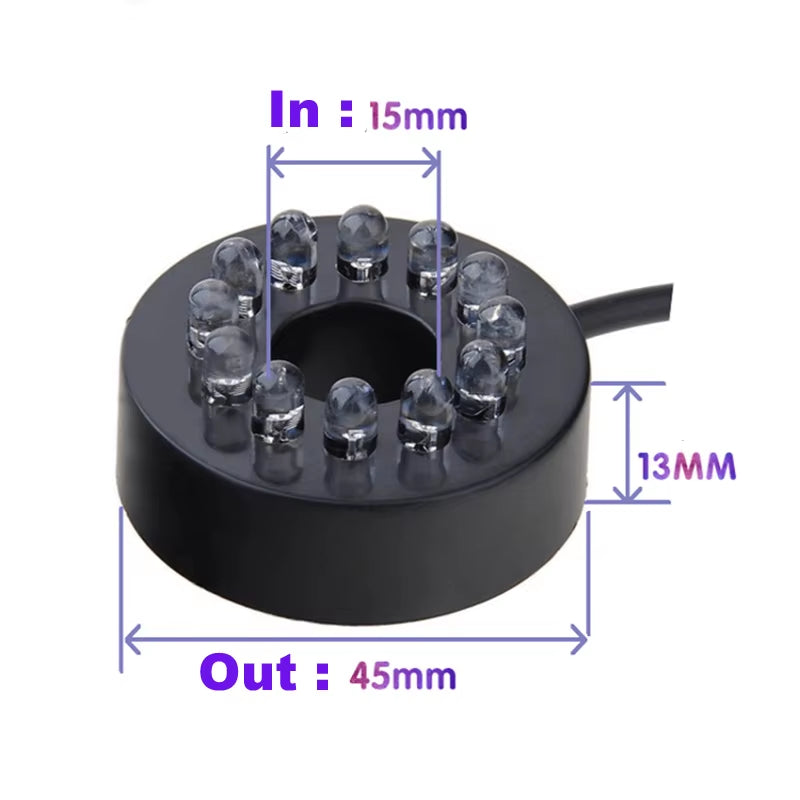 Aquarium Light LED Circle Lights with Hole for Underwater Fountain Pump Fish Tank Lighting Swimming Pool Decoration
