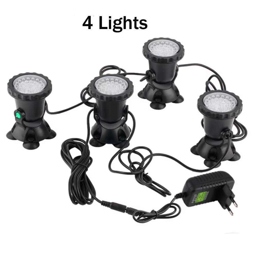 12V RGB LED Underwater Light 36LED IP68 Waterproof Aquarium Spotlight Swiming Pool Fountains Pond Tank Light for Landscape Decor