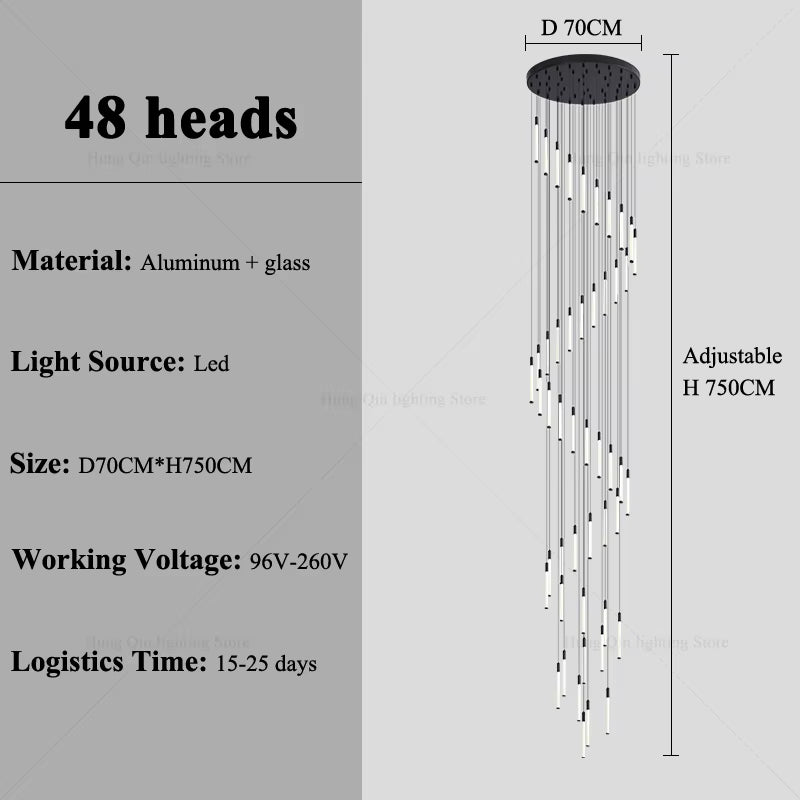 Stair Chandelier Nordic Minimalist Hanging Chandelier for Rotating Staircase Villa Staircase High Ceiling Led Chandelier