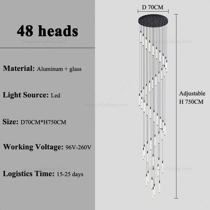 Stair Chandelier Nordic Minimalist Hanging Chandelier for Rotating Staircase Villa Staircase High Ceiling Led Chandelier