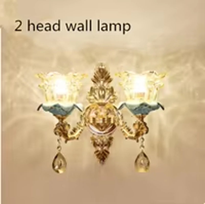 European-Style Luxury Living Room Chandelier Jane European American Blue Ceramic Crystal Chandelier 2019 New Bedroom.