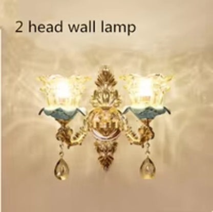 European-Style Luxury Living Room Chandelier Jane European American Blue Ceramic Crystal Chandelier 2019 New Bedroom.